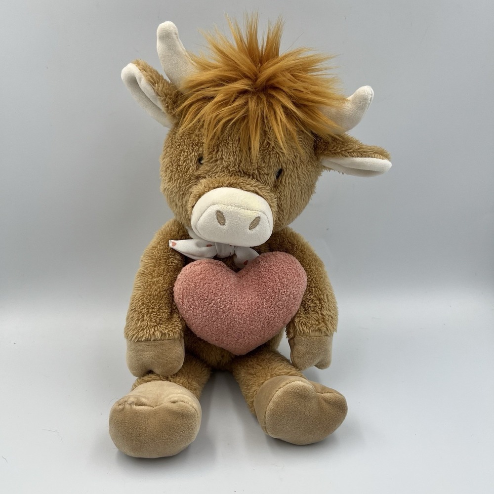 Cloud Island Highland Cow Plush Stuffed Animal‎ Toy Detachable Heart Rattle